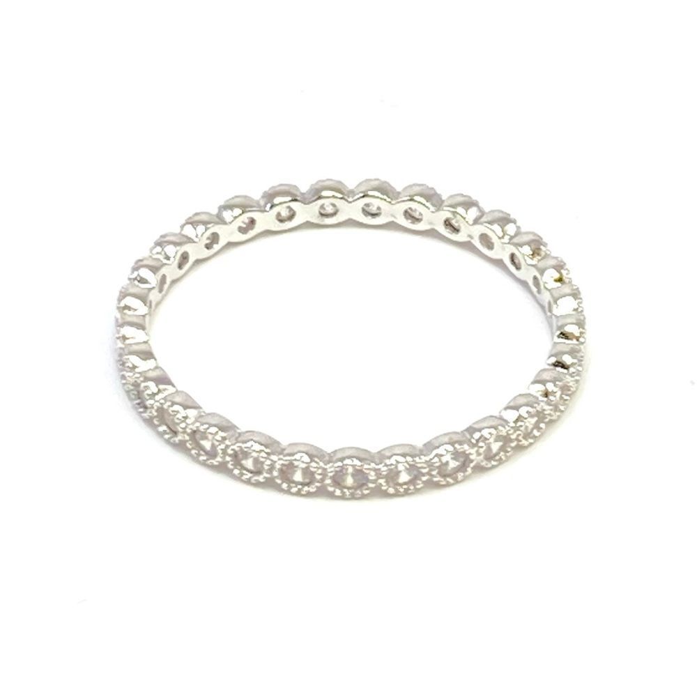Sterling Silver 925 Cubic Zirconia Eternity Wedding Band Stackable Ring Size 8